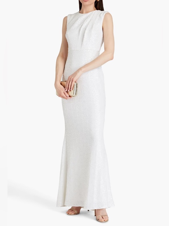 Badgley Mischka Dresses & Skirts - Badgley Mischka Sequined Mesh Gown White NWT Size 6 & 8